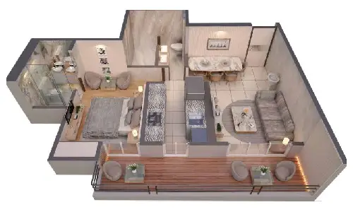 1 BHK Floor Plan